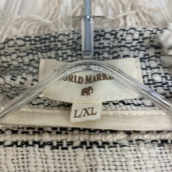 World Market Cream Stripe Fringe Embellished Jacket - Picture 3 of 5